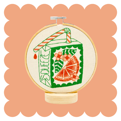 Orange Juice Box - Complete Embroidery Kit