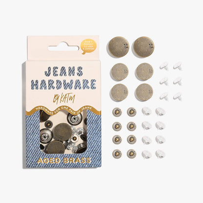 Jeans Hardware Kit | Aged Brass, Pewter & Matte Black