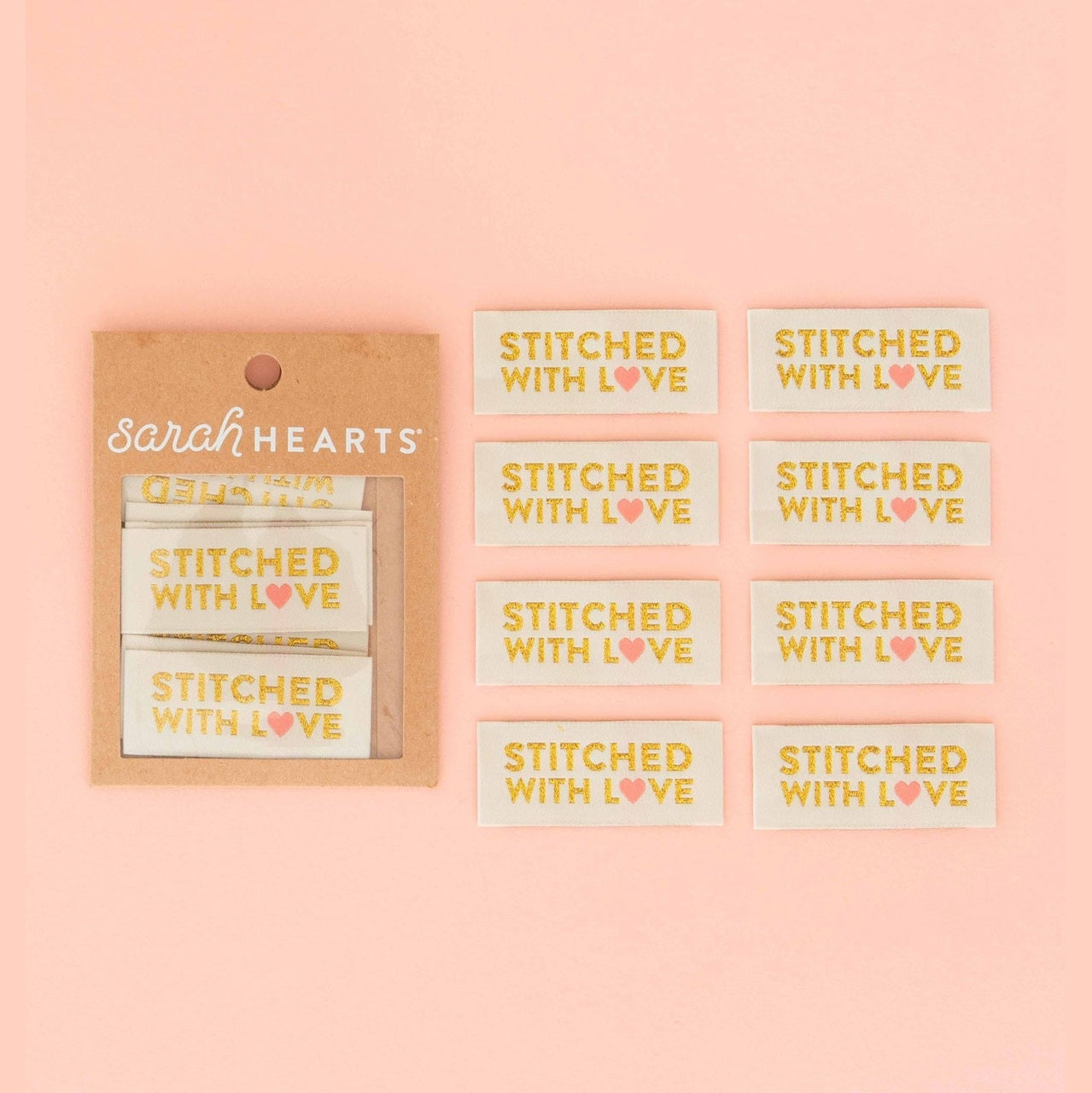 Stitched with Love - Gold Sewing Woven Label Tags by Sarah Hearts