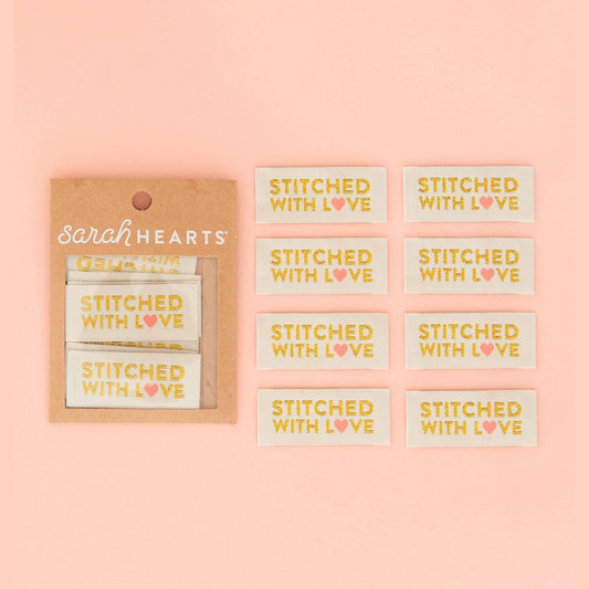 Stitched with Love - Gold Sewing Woven Label Tags by Sarah Hearts