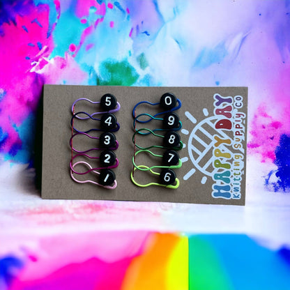 Numbered Bulb Pin Stitch Markers for Knitting - Set of 10 - Happy Day Knitting