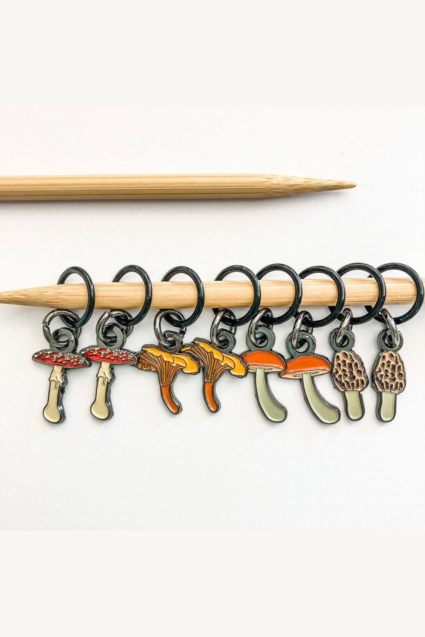 “Maker’s Mushrooms” Enamel Stitch Markers (8-Pack)