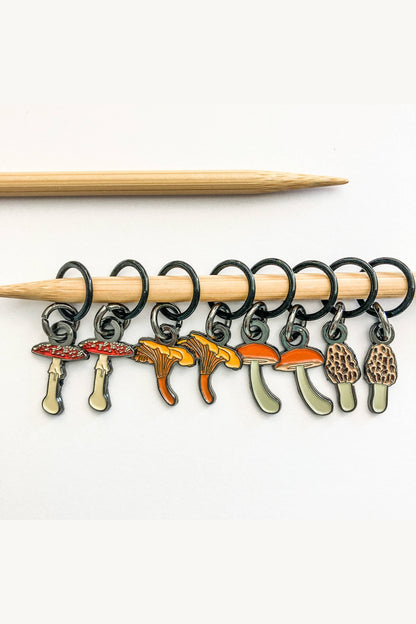 “Maker’s Mushrooms” Enamel Stitch Markers (8-Pack)