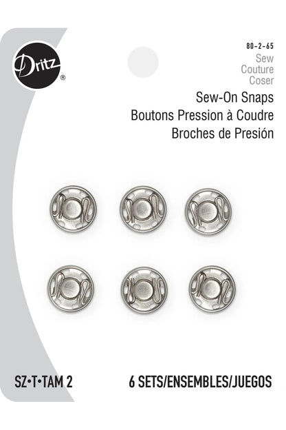 Dritz Sew-On Snaps – Size 2 (6 Pack) — Silver or Black