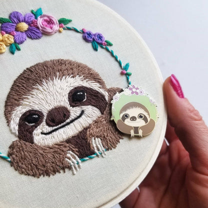 Happy Sloth - Enamel Needle Minder