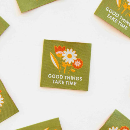 Good Things Take Time Woven Sewing Labels by Sarah Hearts