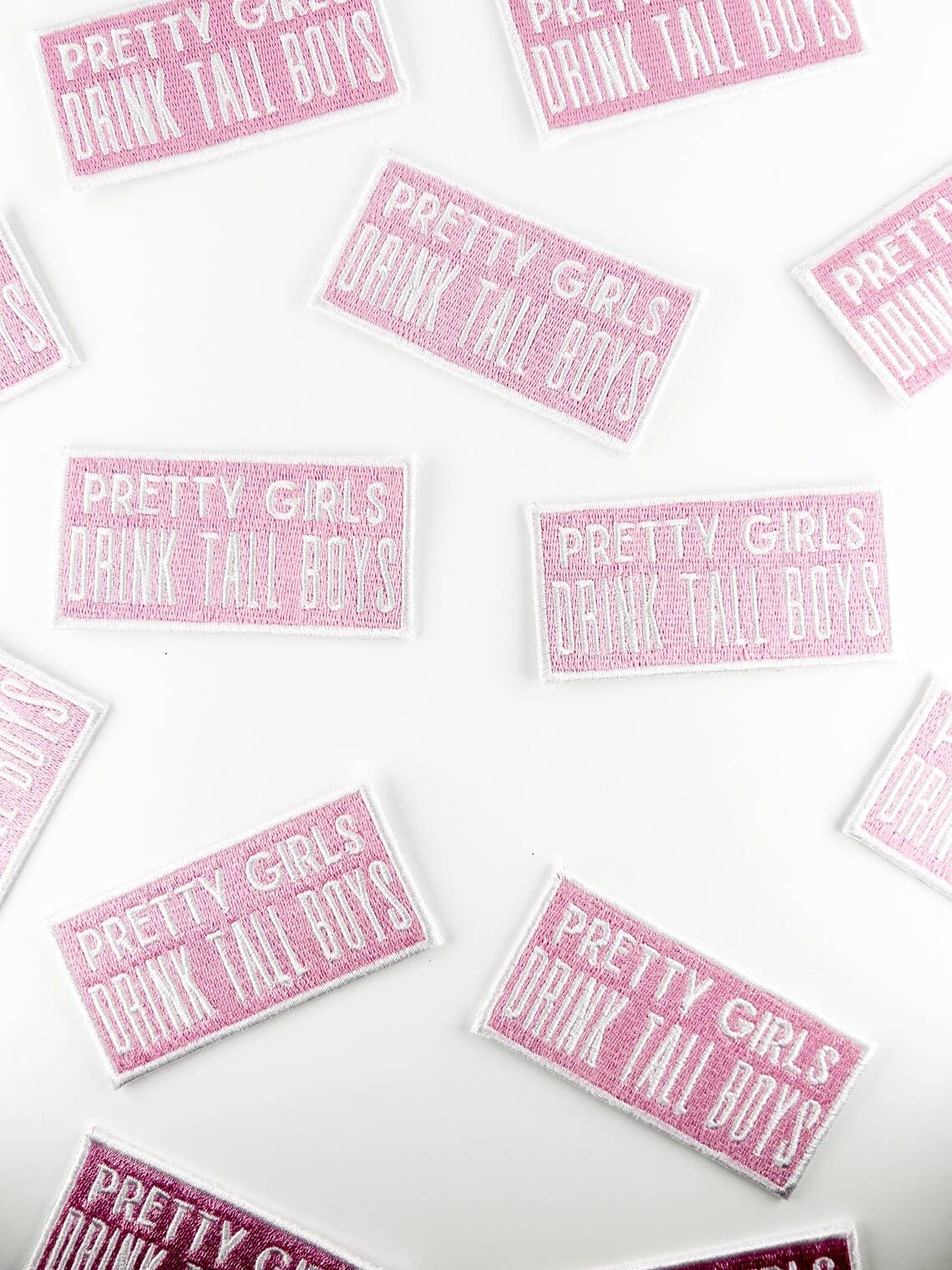 Pretty Girls Drink Tall Boys - Embroidered Iron-On Patch