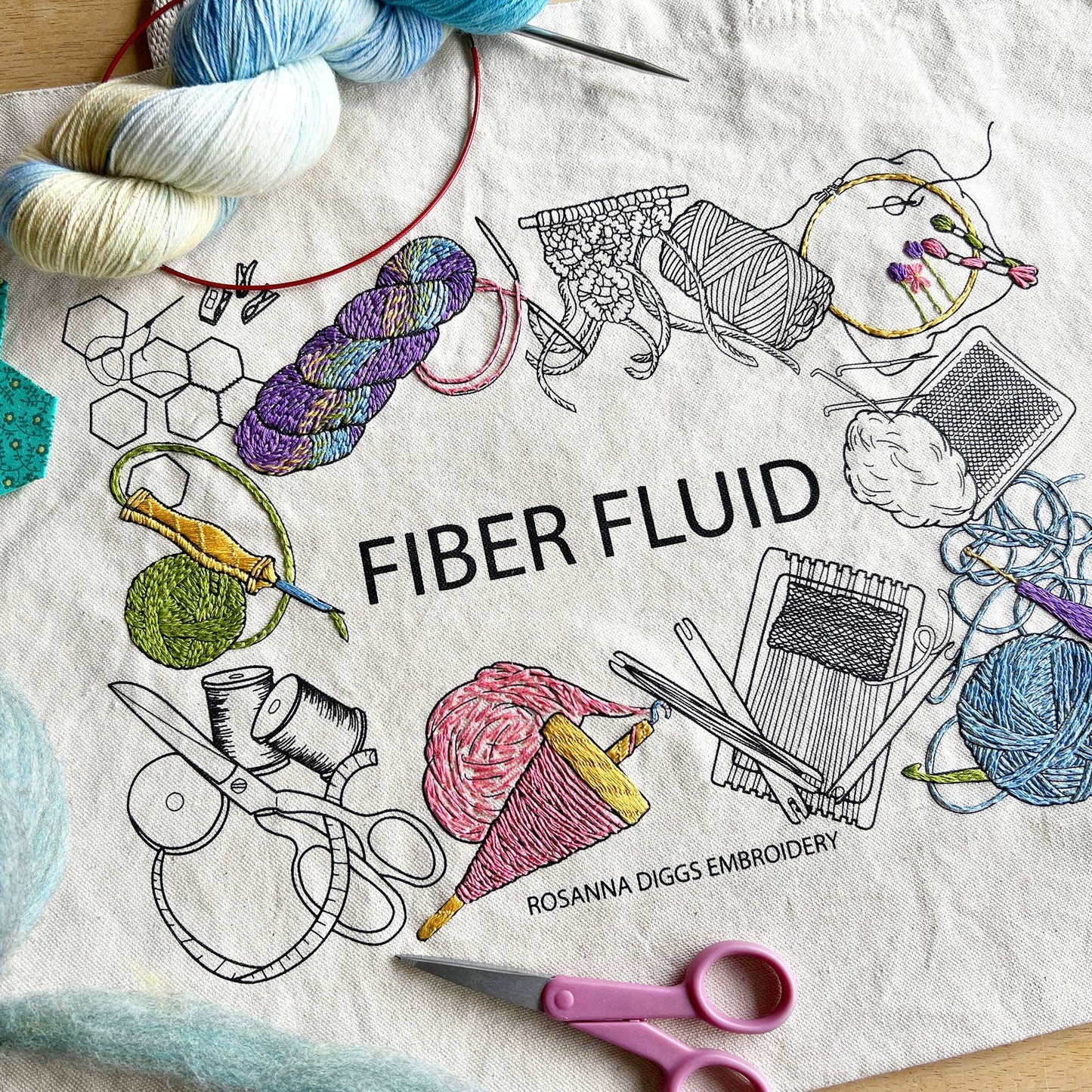 Fiber Fluid Tote Bag -  Embroidery Kit