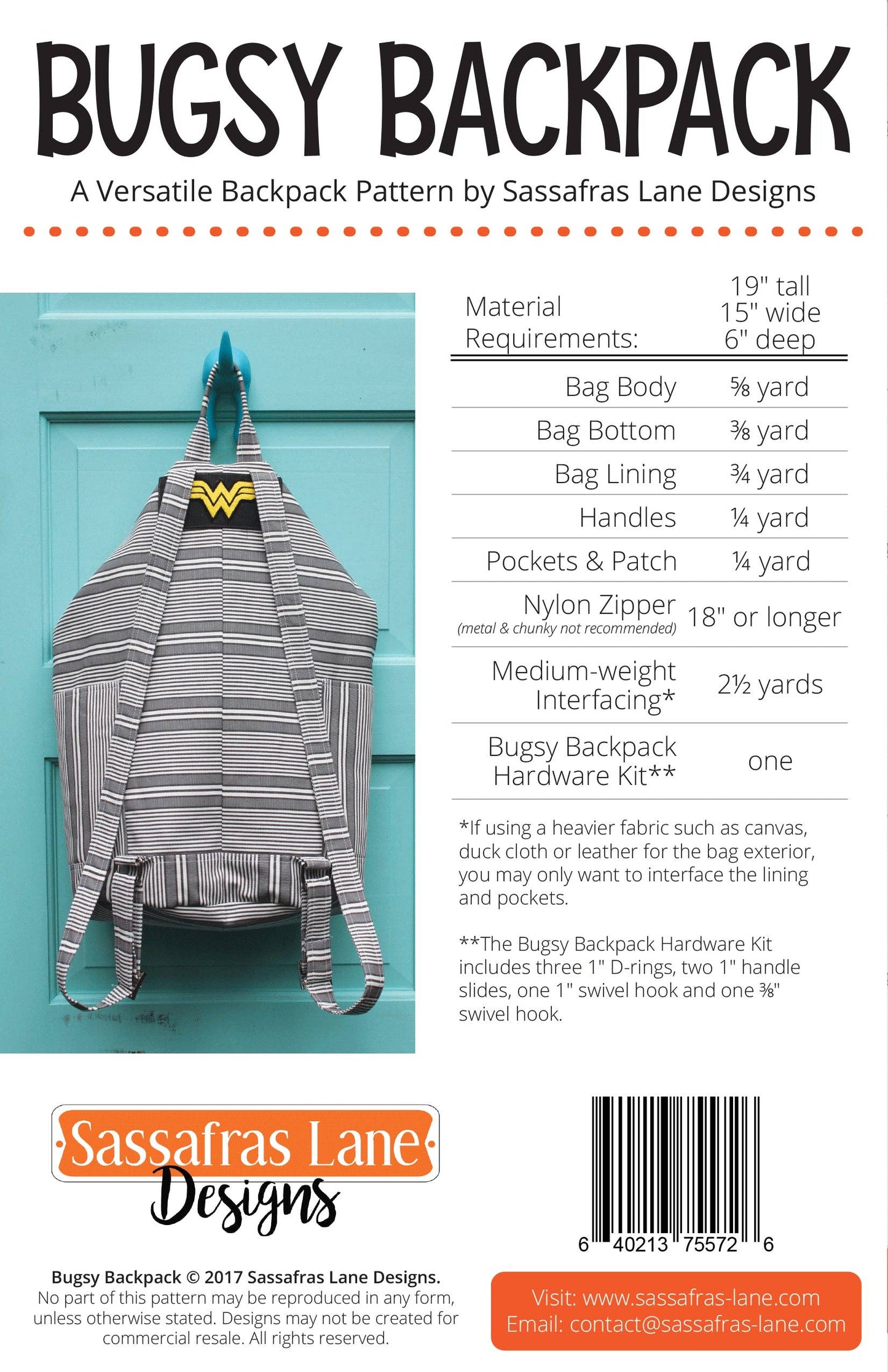 Bugsy Backpack Bag - Sewing Pattern