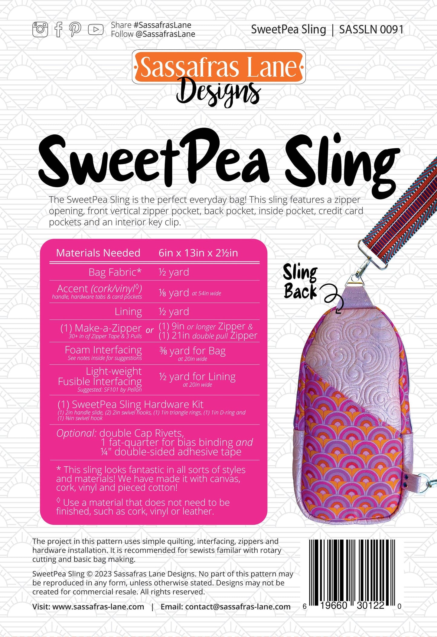 SweetPea Sling Bag - Sewing Pattern