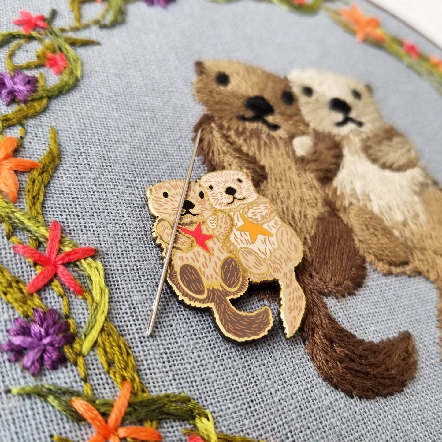 Sea Otters - Enamel Needle Minder