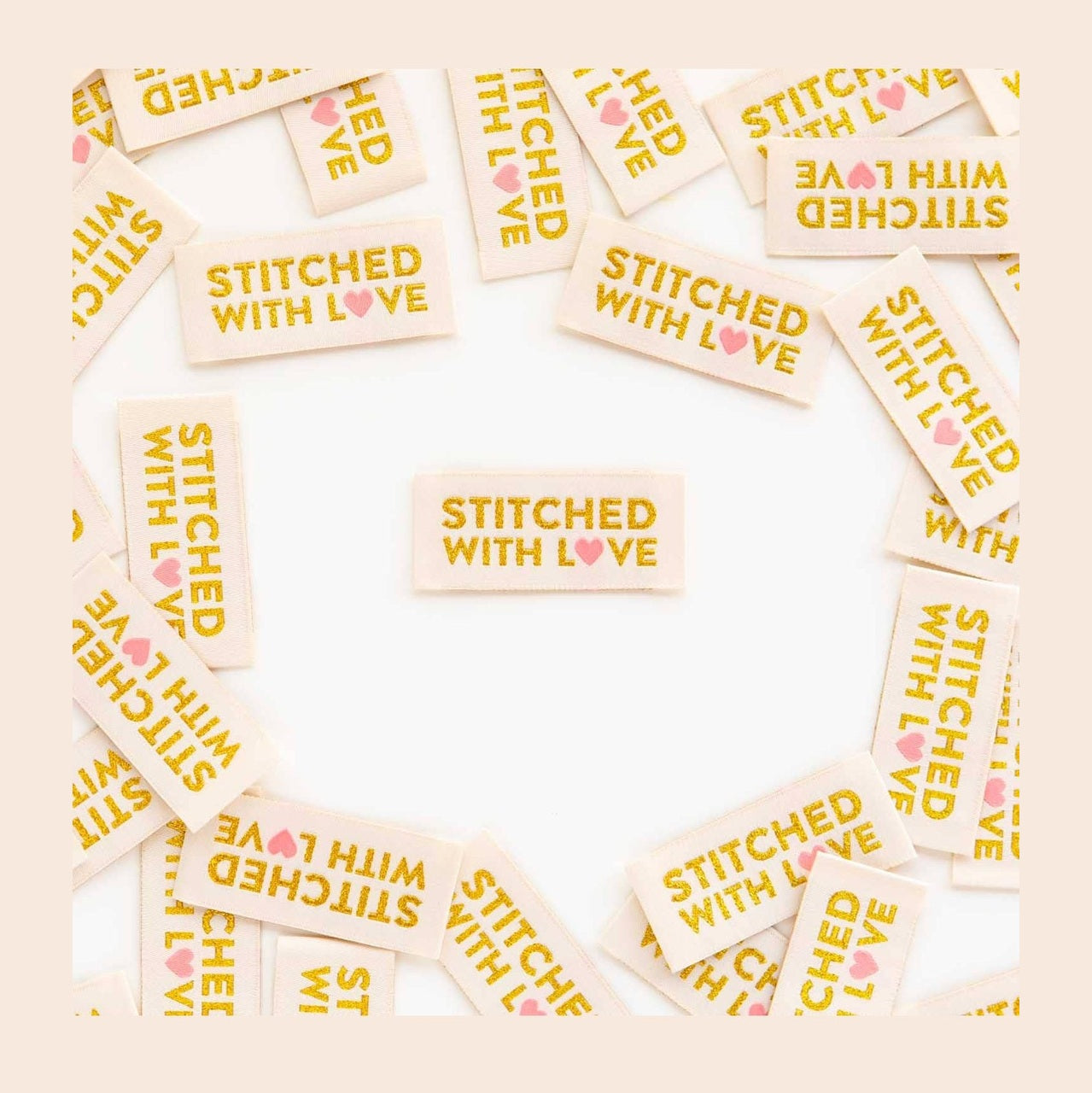 Stitched with Love - Gold Sewing Woven Label Tags by Sarah Hearts