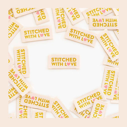 Stitched with Love - Gold Sewing Woven Label Tags by Sarah Hearts