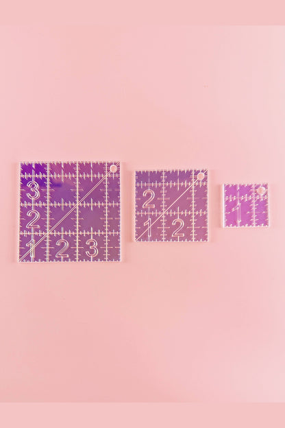 Mini Iridescent Quilting Ruler Set – 3 Pieces
