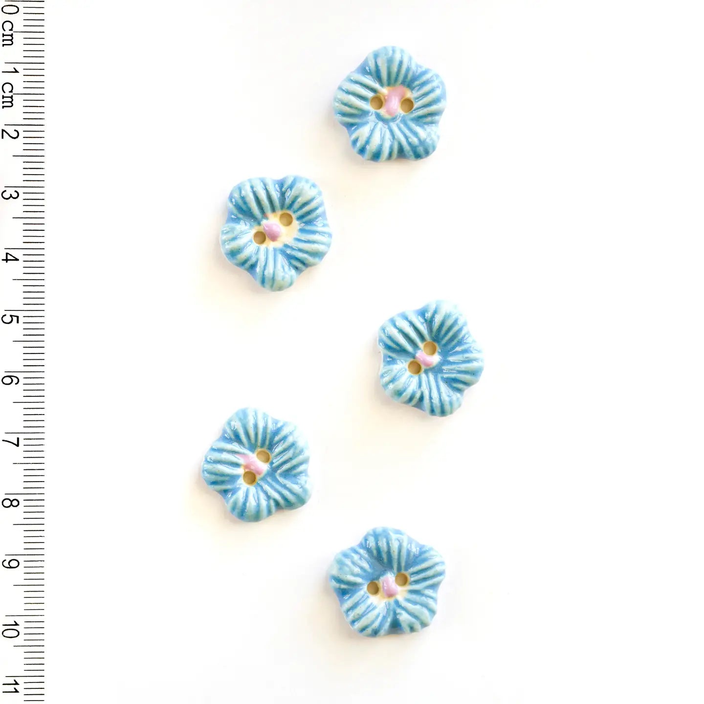 Blue Flowers Buttons (Set of 5)
