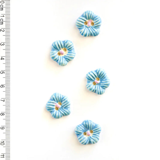 Blue Flowers Buttons (Set of 5)