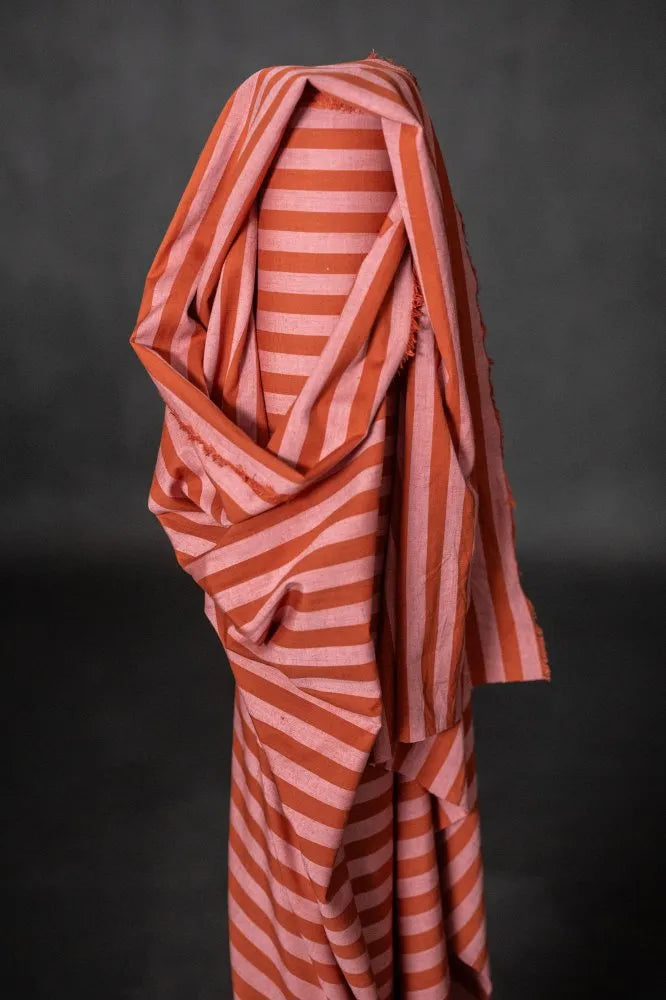 Pink Blush Organic Cotton - Linen Stripe - Merchant & Mills (Per ½ Meter)