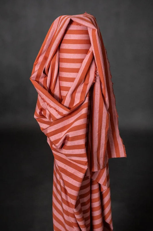 Pink Blush Organic Cotton - Linen Stripe - Merchant & Mills (Per ½ Meter)