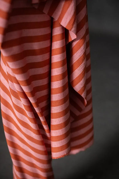 Pink Blush Organic Cotton - Linen Stripe - Merchant & Mills (Per ½ Meter)