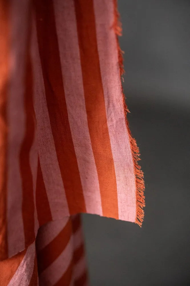 Pink Blush Organic Cotton - Linen Stripe - Merchant & Mills (Per ½ Meter)