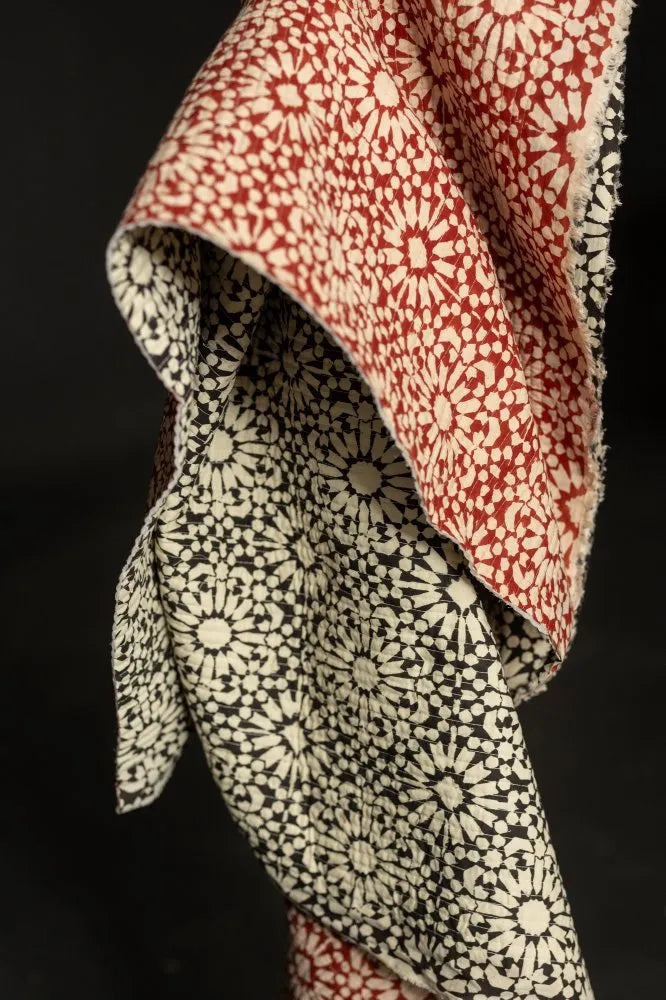 Black/Red Papercut Quilted Indian Cotton - Merchant & Mills (Per ½ Meter)