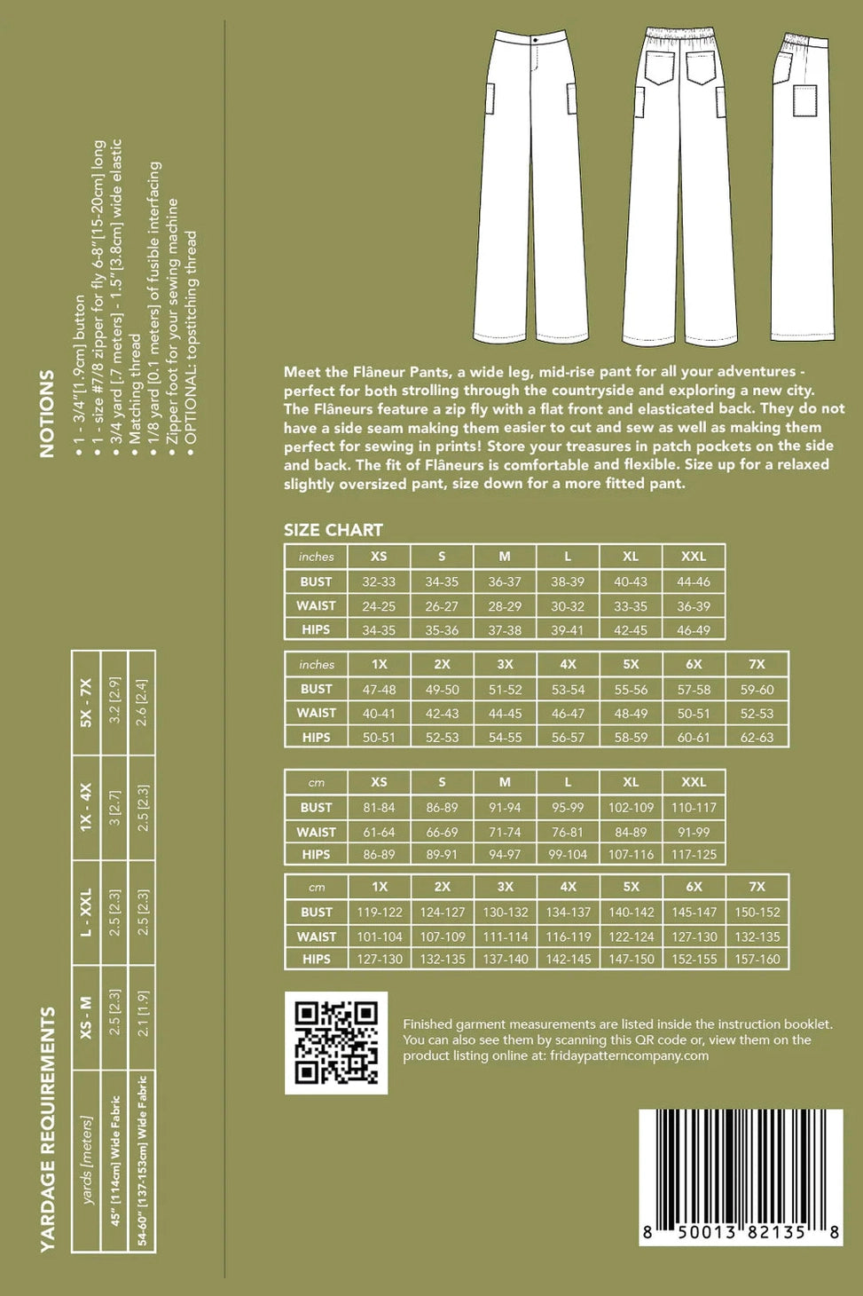 Flaneur Pants - Sizes XS-7X  - Paper Pattern