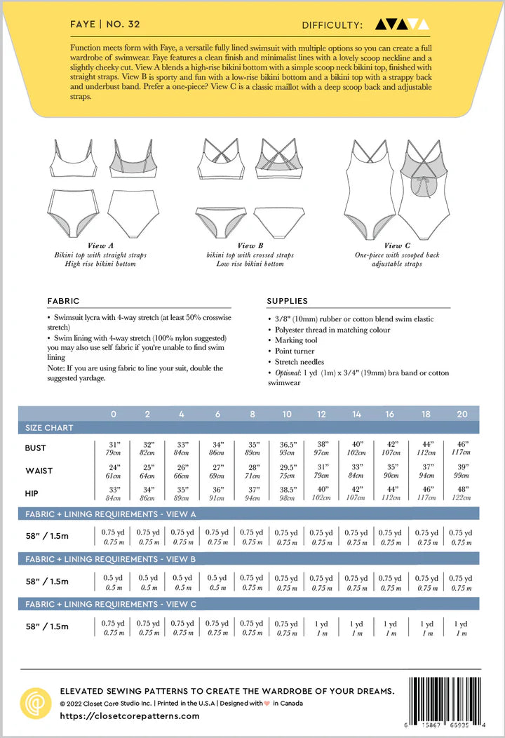 Faye Swimsuit - Size 0-20 - Closet Core Patterns