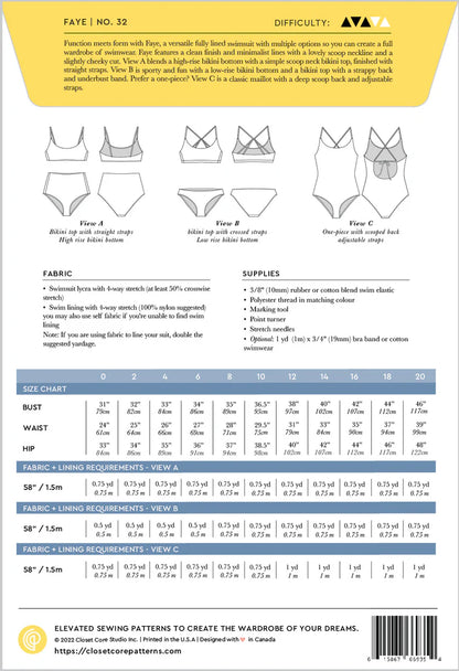 Faye Swimsuit - Size 0-20 - Closet Core Patterns