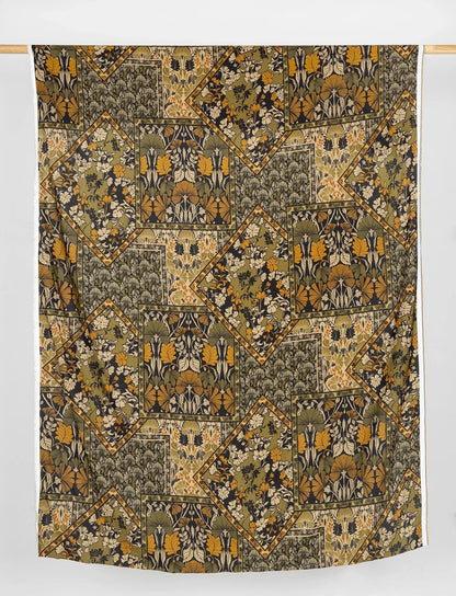 Ginkgo Tapestry Print Ecovero Viscose - Olive, Black & Turmeric (Per ½ Meter)