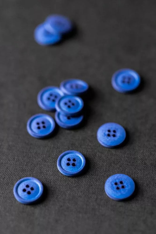 Cotton Button Bright Blue (15mm) - Mechant & Mills