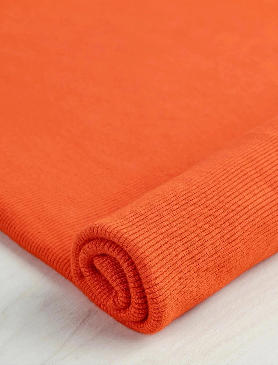 Heavy Organic Cotton 2x1 Rib Knit - Orange (Deadstock) (Per ¼ Meter)