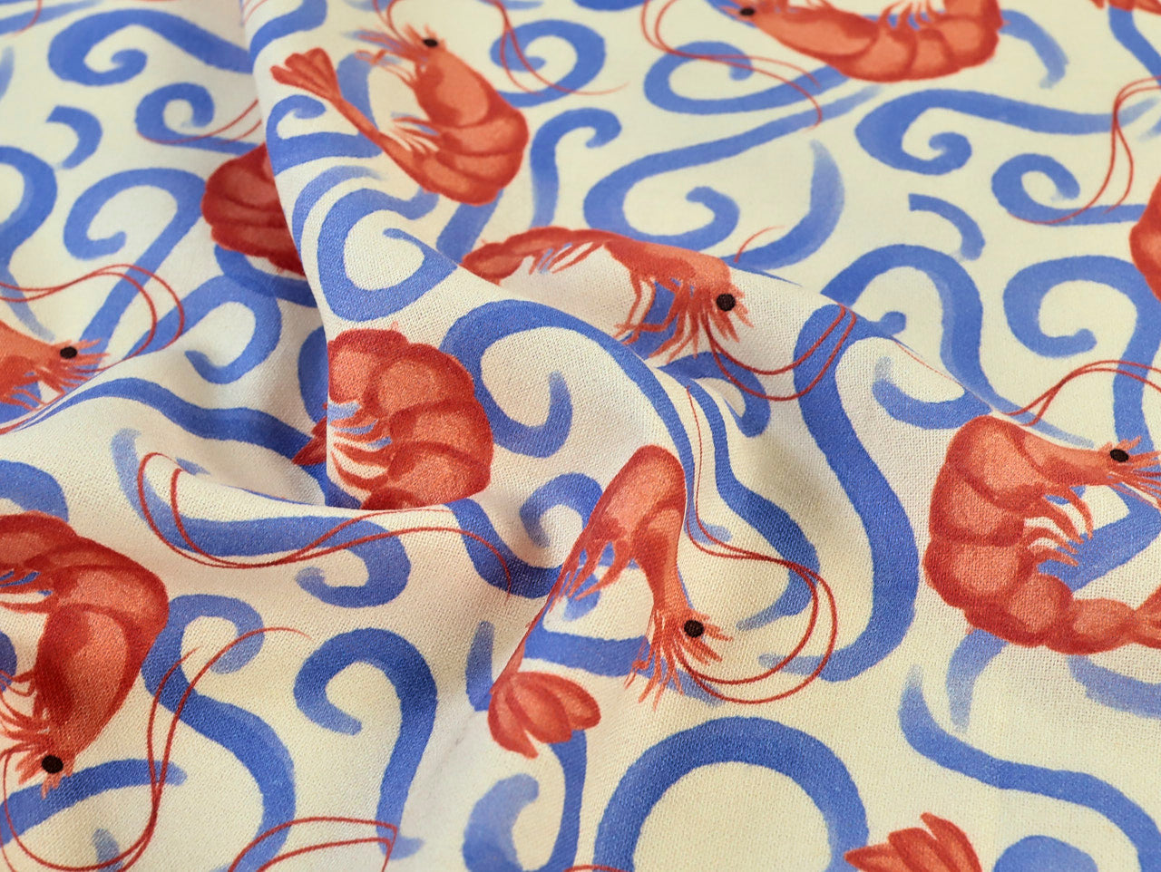 Prawn Cocktail - Viscose & Linen - Cream (Per ½ Meter)