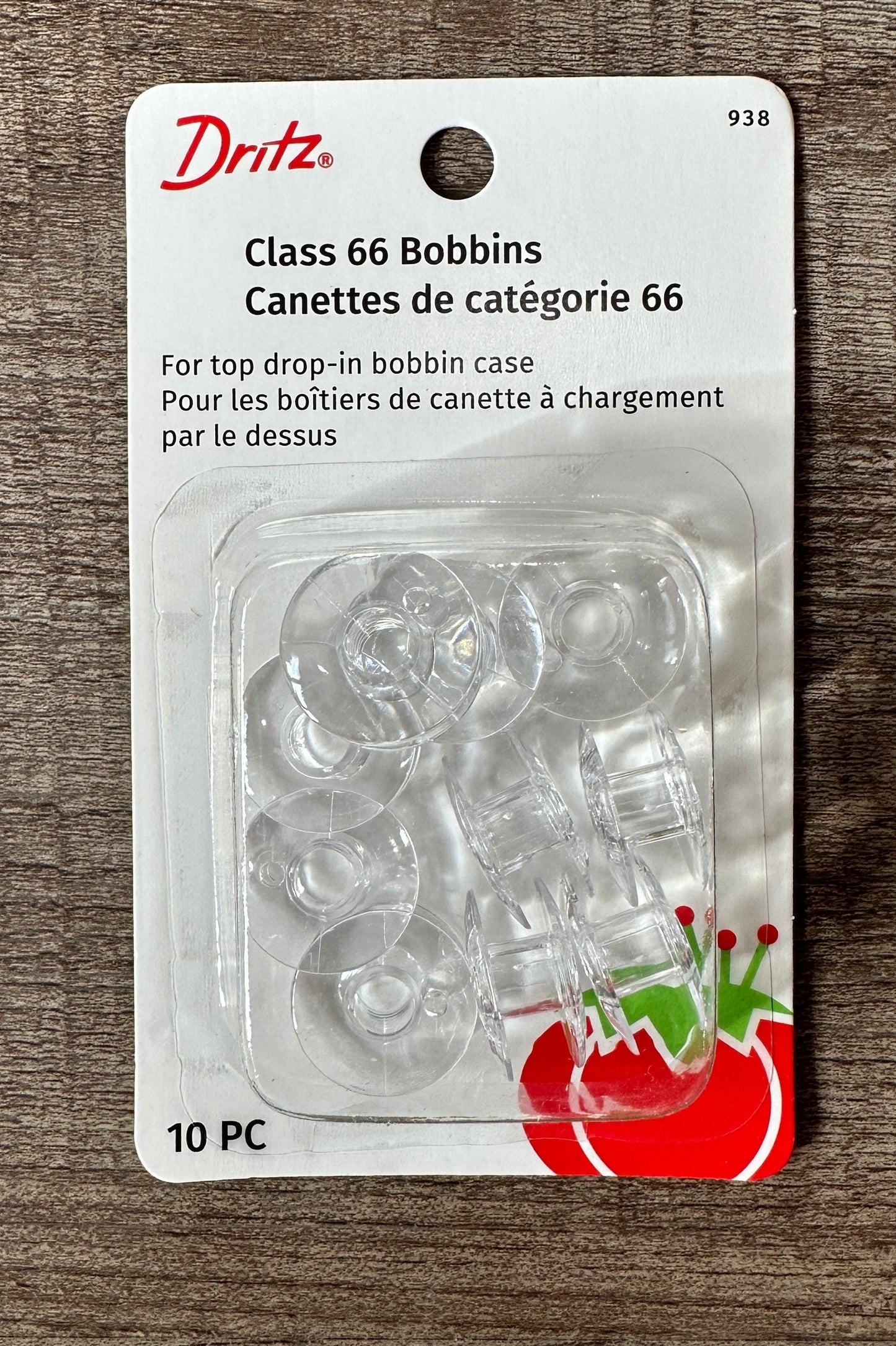 Dritz 10 Class 66 Bobbins - Clear Plastic - 10pc