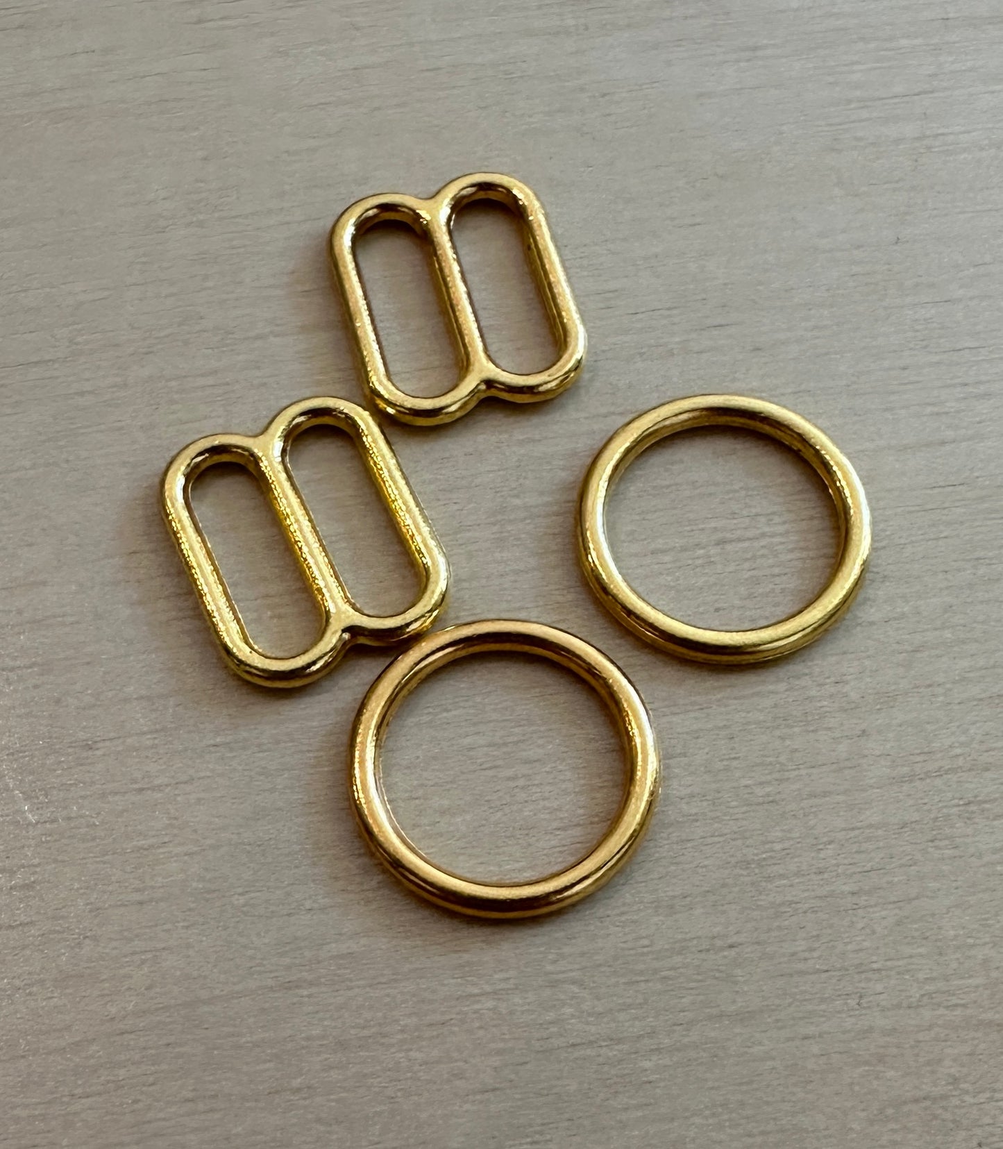 Metal Lingerie Strap Set - O-Rings & Straps Slides 3/8" - Gold or Silver