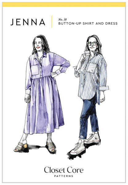 Jenna Button-Up Shirt & Dress - Size XXS-4X - Closet Core Patterns
