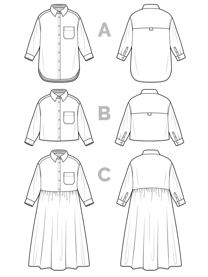 Jenna Button-Up Shirt & Dress - Size XXS-4X - Closet Core Patterns