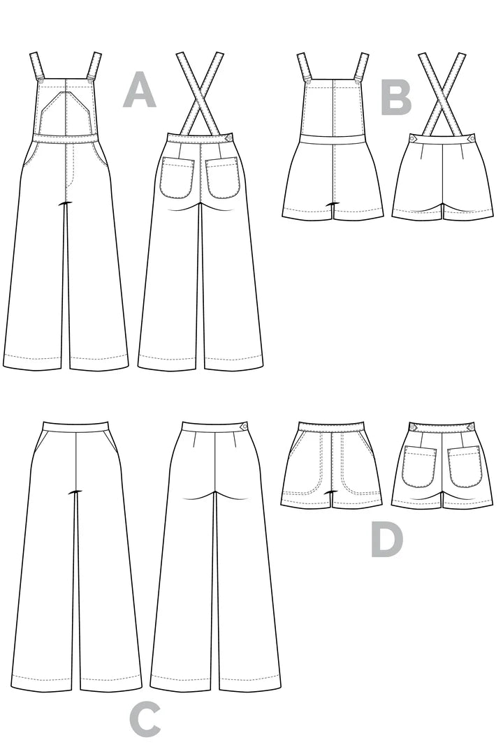 Jenny Overalls + Trousers - Size 0-20 - Closet Core Patterns