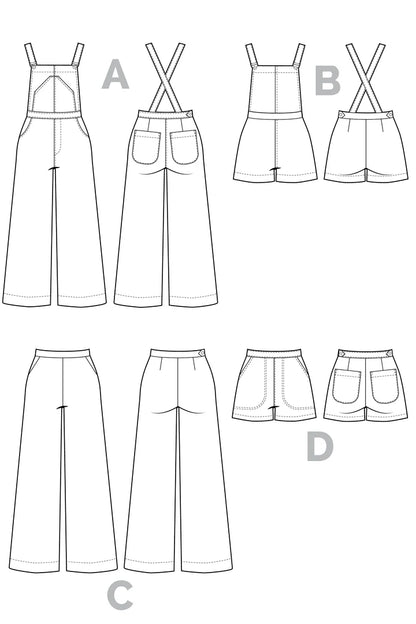 Jenny Overalls + Trousers - Size 0-20 - Closet Core Patterns