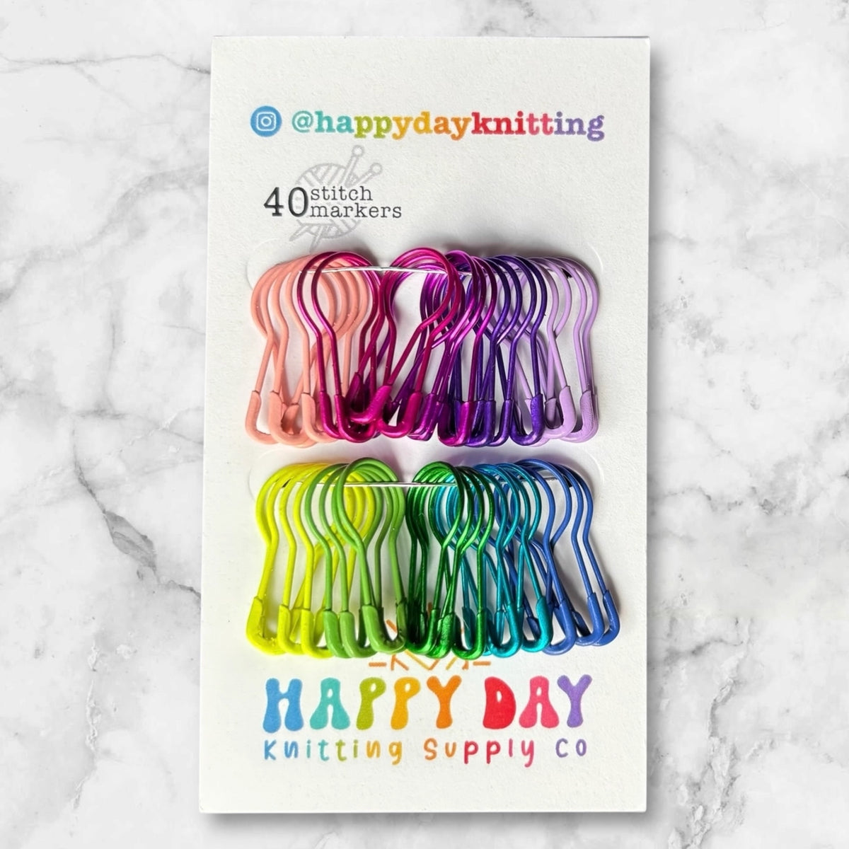 40 Locking Bulb Pin Stitch Markers - Happy Day Knitting