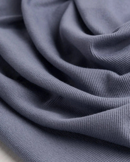 Midweight Organic Cotton 2x1 Rib Knit - Grey (Deadstock) (Per ½ Meter)