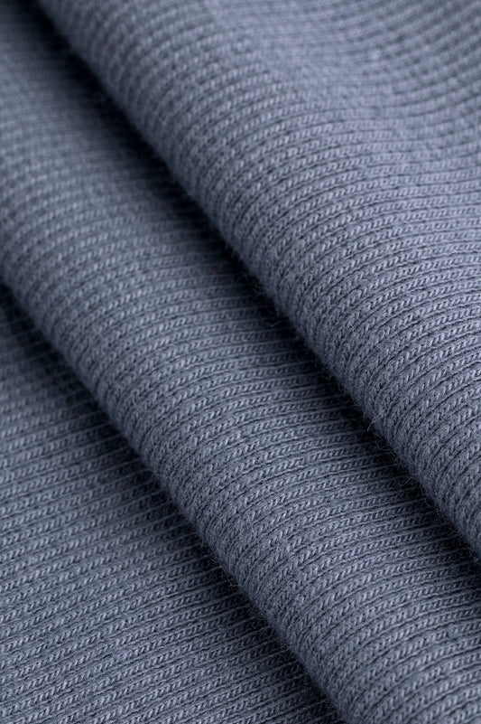 Midweight Organic Cotton 2x1 Rib Knit - Grey (Deadstock) (Per ½ Meter)