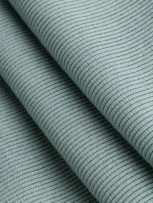 Midweight Organic Cotton 2x1 Rib Knit - Sage (Deadstock) (Per ½ Meter)