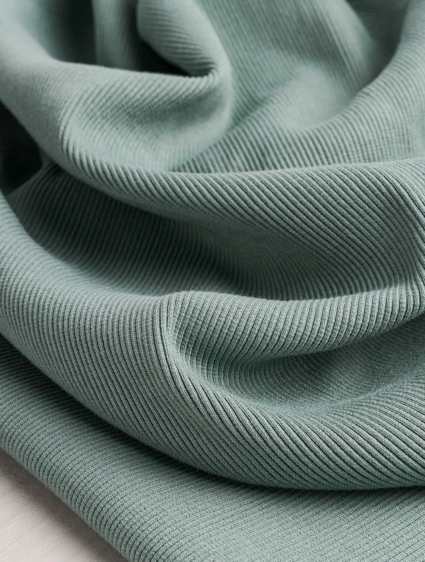 Midweight Organic Cotton 2x1 Rib Knit - Sage (Deadstock) (Per ½ Meter)