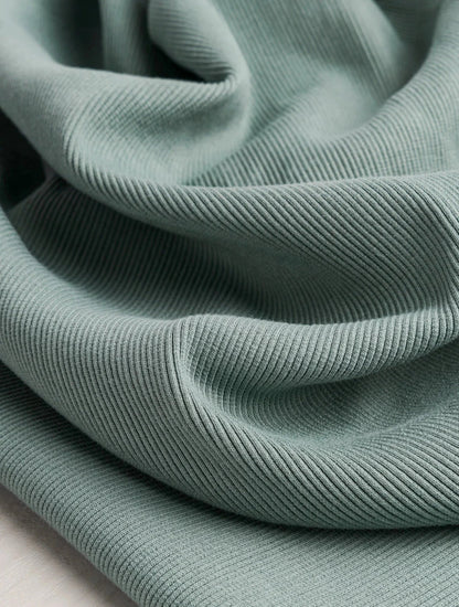 Midweight Organic Cotton 2x1 Rib Knit - Sage (Deadstock) (Per ½ Meter)