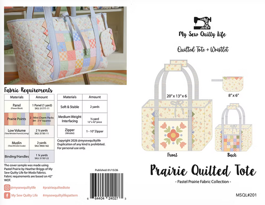 Quilted Tote & Wristlet Pattern By My Sew Quilty Life (Printed)