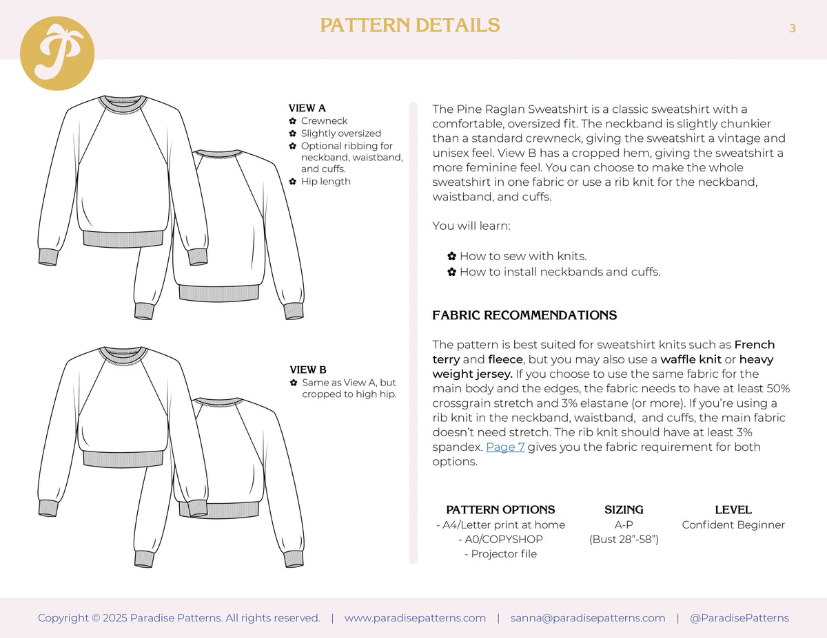 🧵🧵🧵 Intermediate - Pine Raglan Sweater | 2-Week Class | Monday 2nd & 9th November