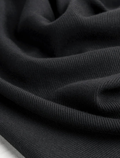Midweight Organic Cotton 2x1 Rib Knit - Black (Deadstock) (Per ½ Meter)