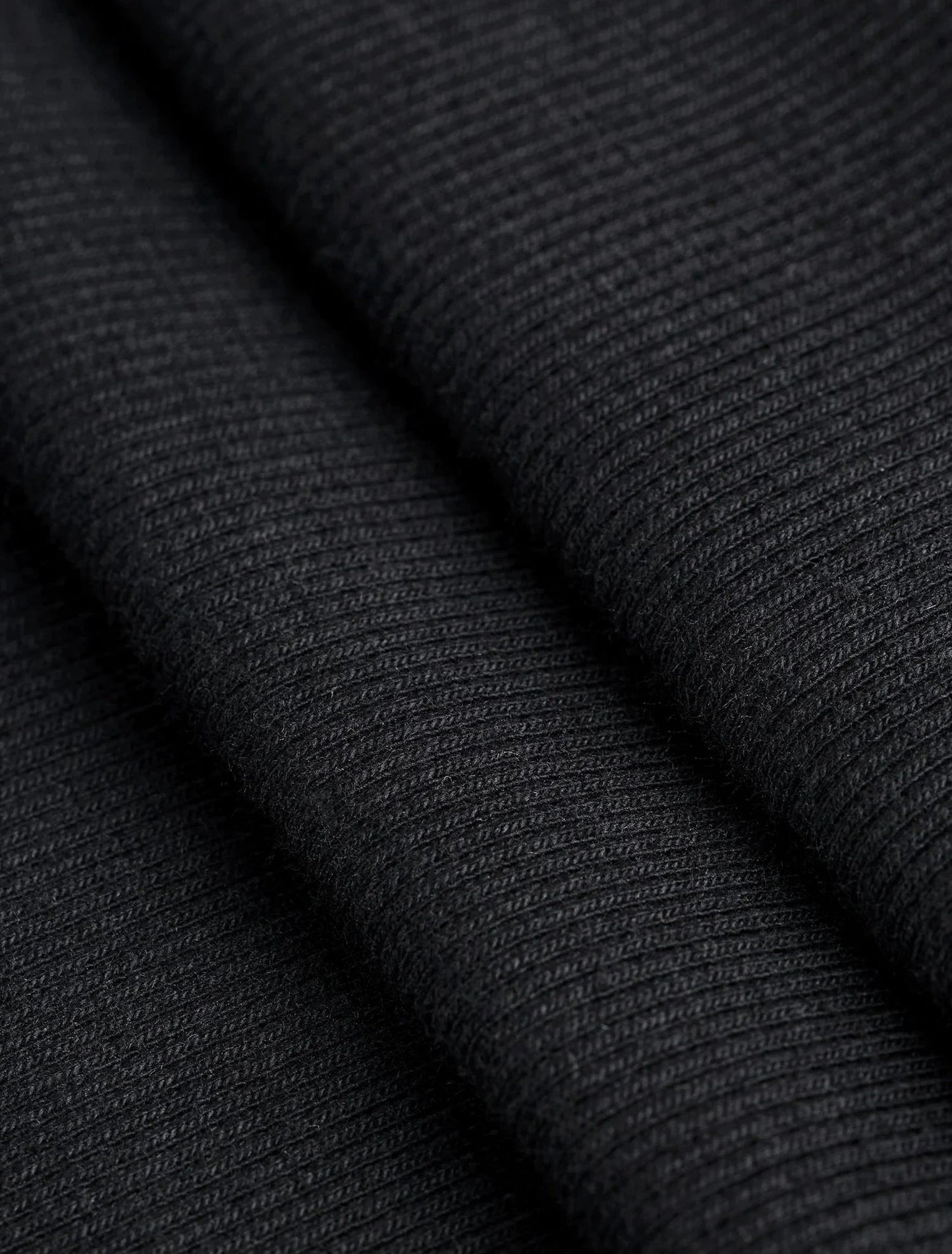 Midweight Organic Cotton 2x1 Rib Knit - Black (Deadstock) (Per ½ Meter)