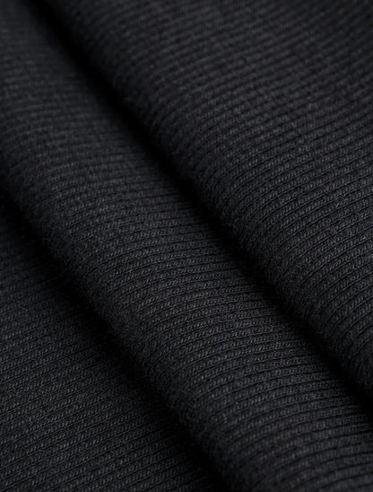 Midweight Organic Cotton 2x1 Rib Knit - Black (Deadstock) (Per ½ Meter)