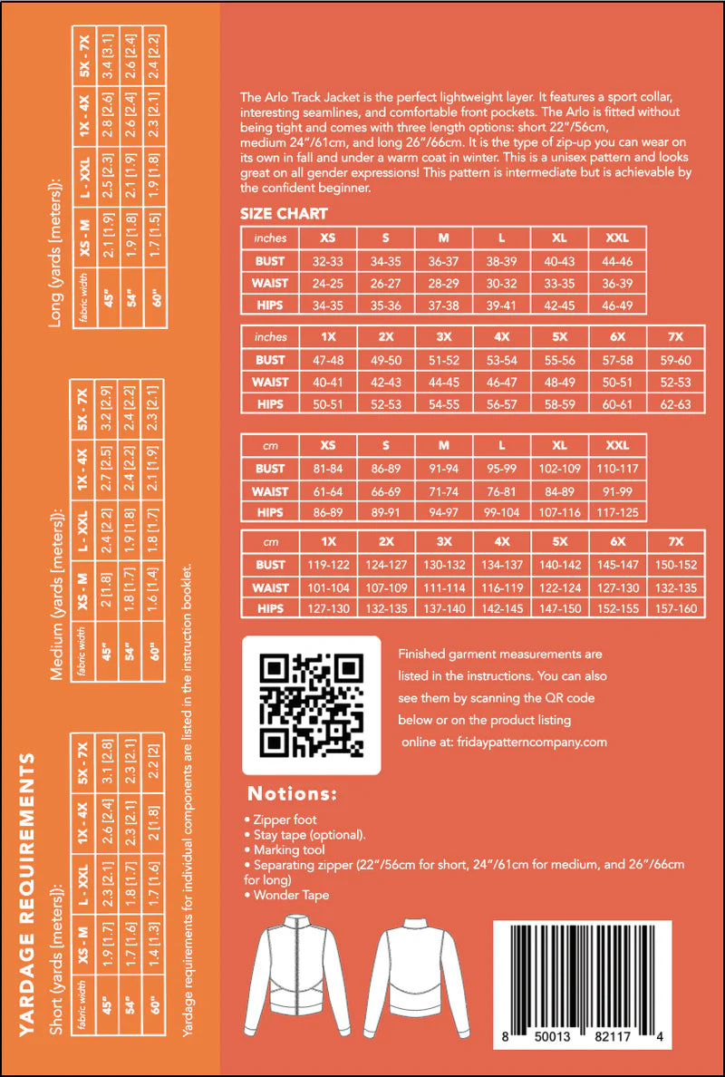 Arlo Track Jacket - Sizes XS-7X- Friday Pattern Company